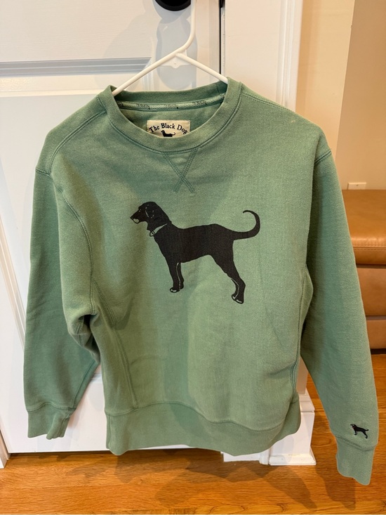 The Black Dog Sweaters - The Black Dog Women's Sage Green Crewneck Sweatshirt with Black Dog Graphic